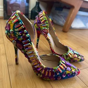 Steve Madden Galactic Bright Multi Jeweled rhinestone stiletto D’Orsay heels
